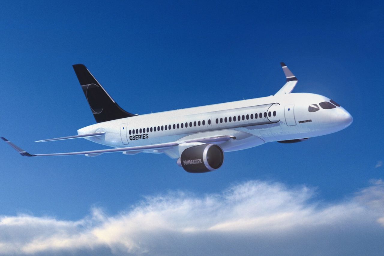 The Bombardier CS100 has a successful first flight