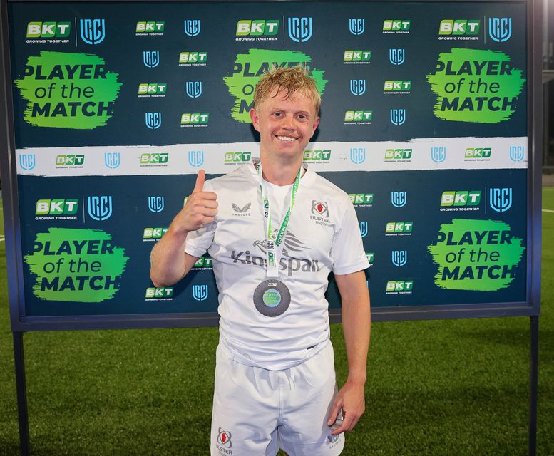 Ulster's David Shanahan with the Player of the Match award following the victory over Glasgow